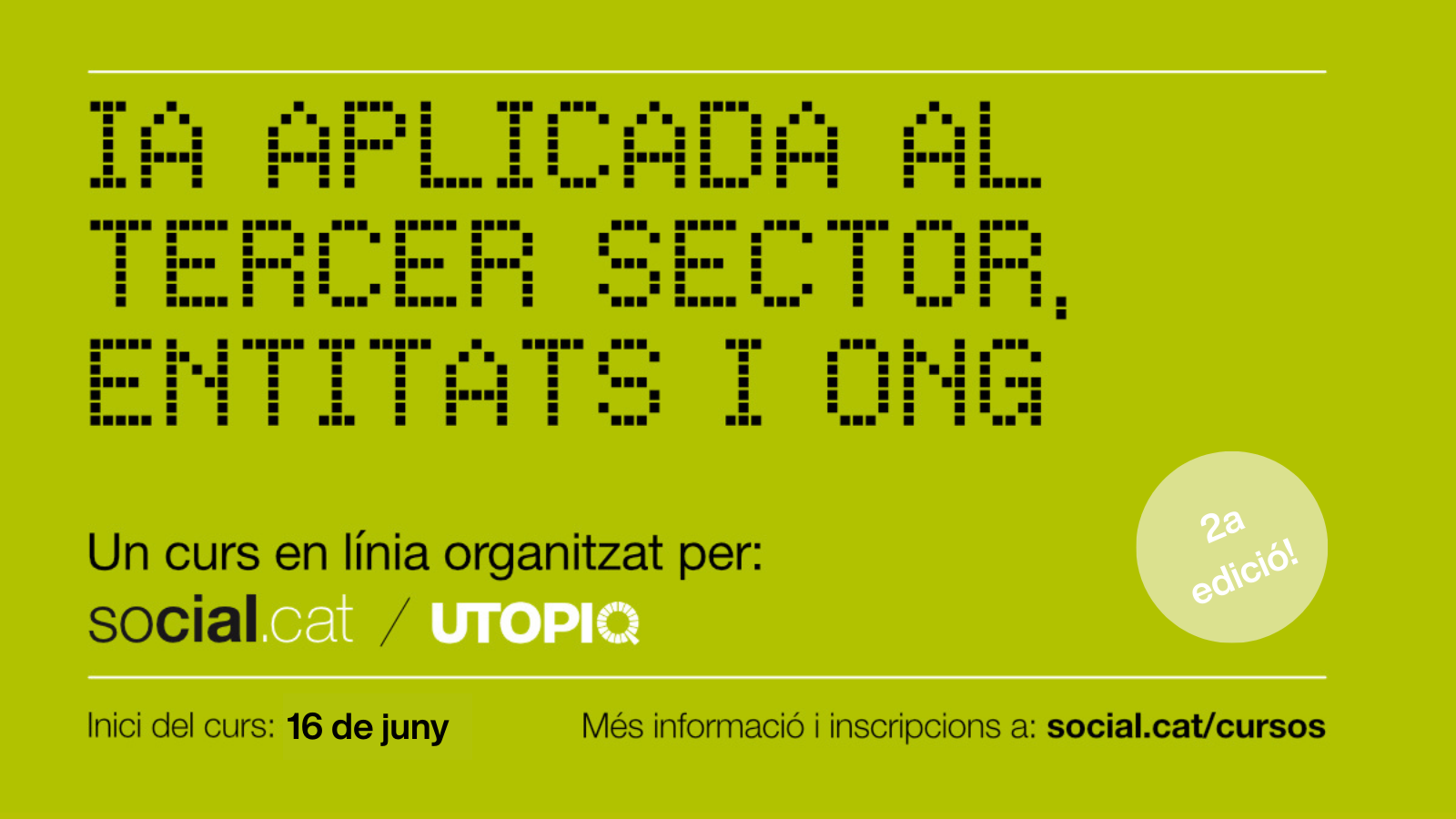La imatge representa el cartell del curs 'IA aplicada al tercer sector'