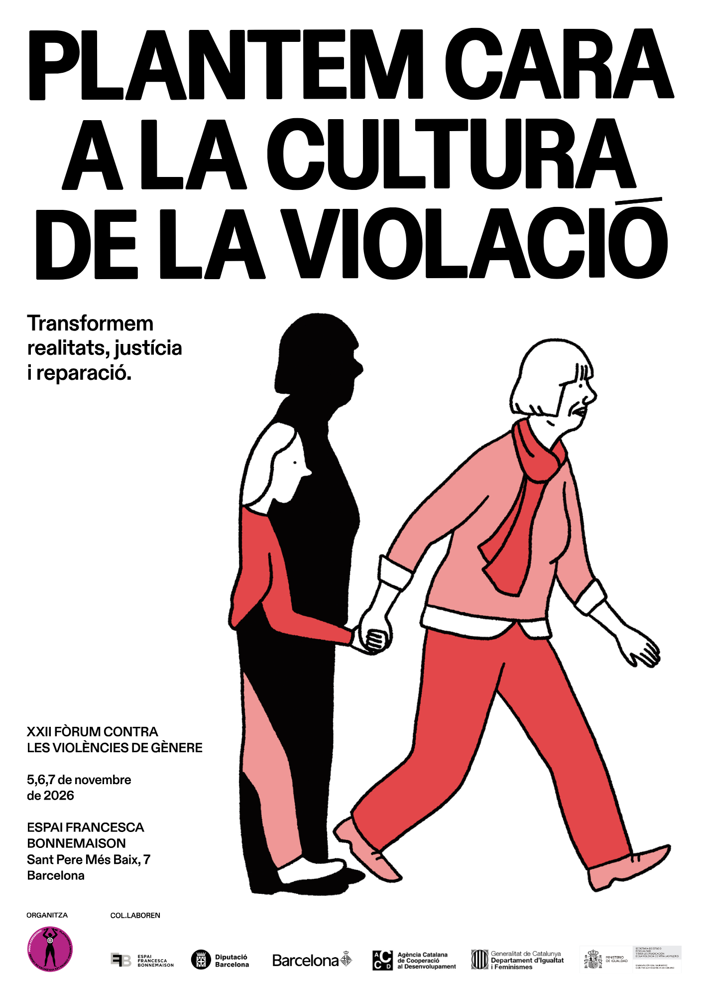 Cartell de presentació del XXII Fòrum contra les Violències de Gènere, disseny de la il·lustradora Natalia Zaratiegui