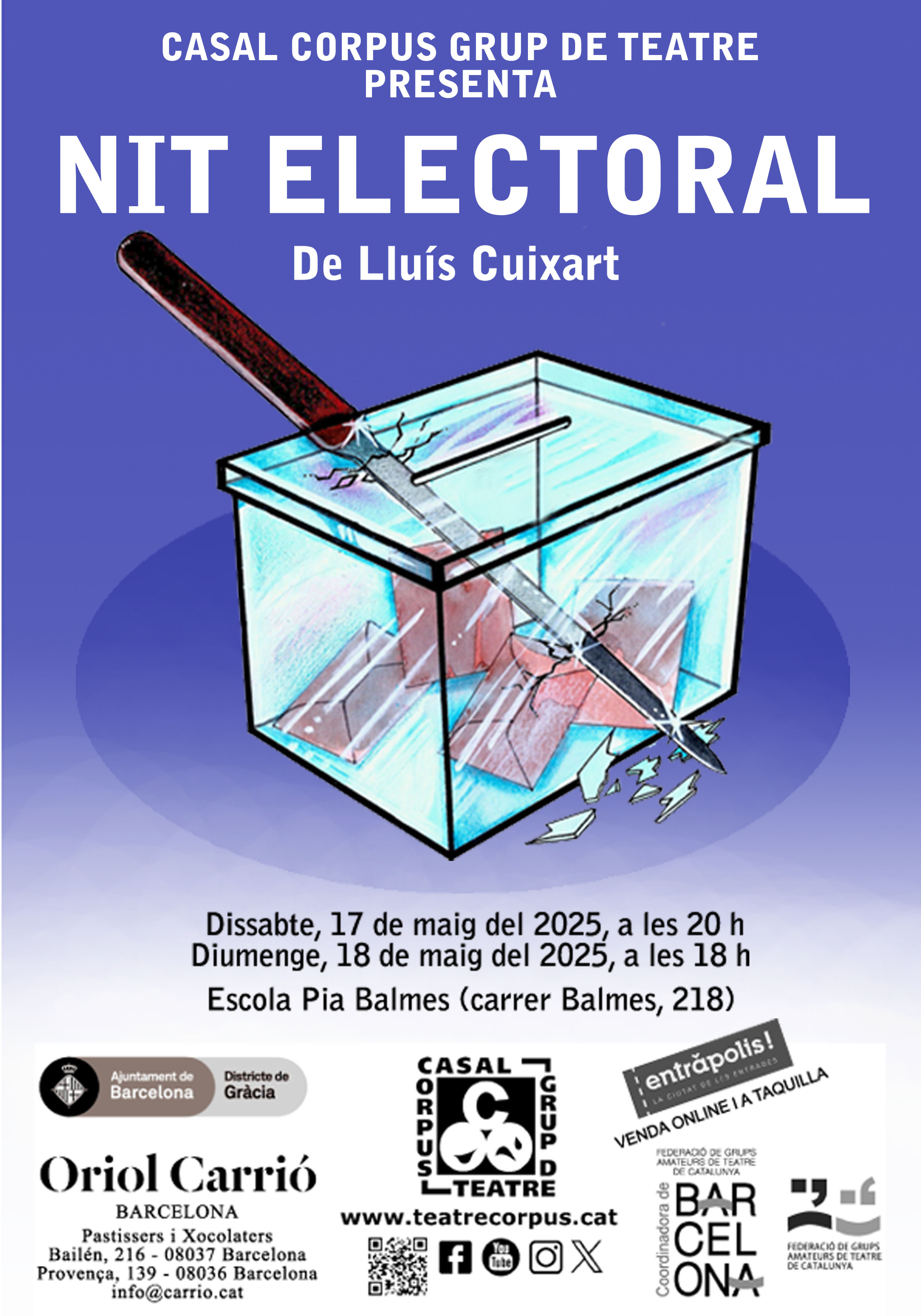 Cartell obra Nit electoral Casal Corpus Grup de Teatre