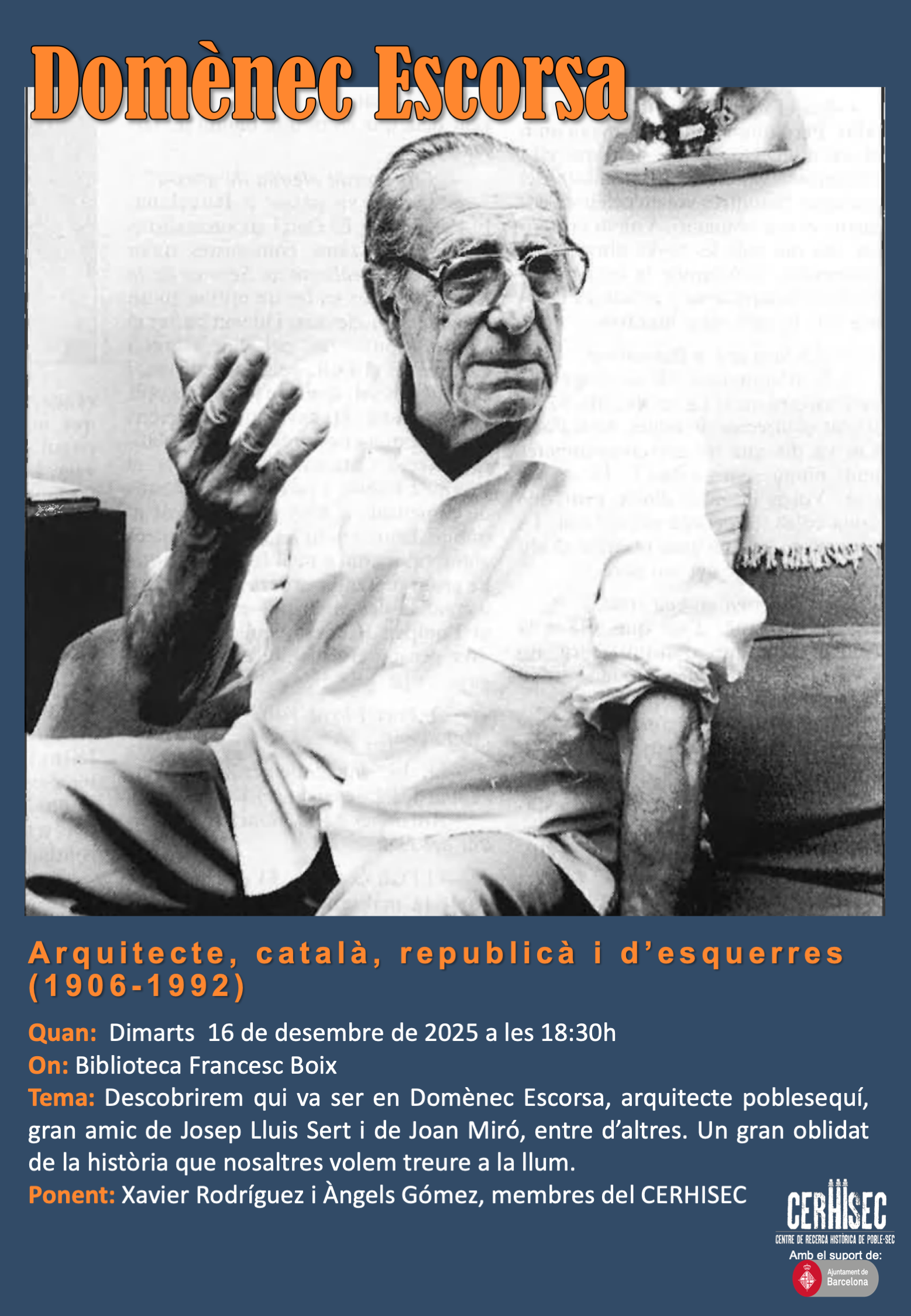 Domènec Escorsa durant l'entrevista a la revista El Temps de data 11 d'agost de 1986. Autor Domènec Umbert