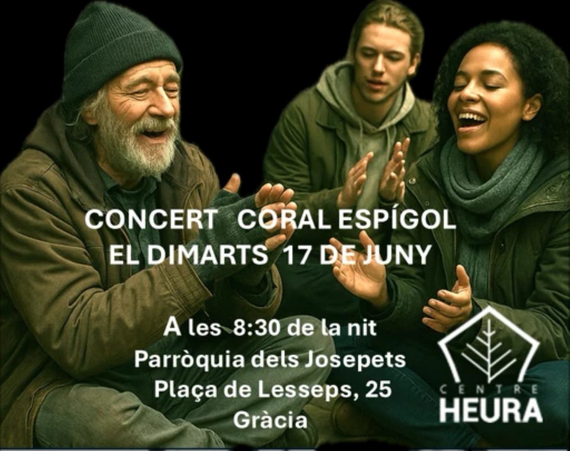 Cartell del concert solidari per la Coral Espigol i en benefici de les persones sense llar