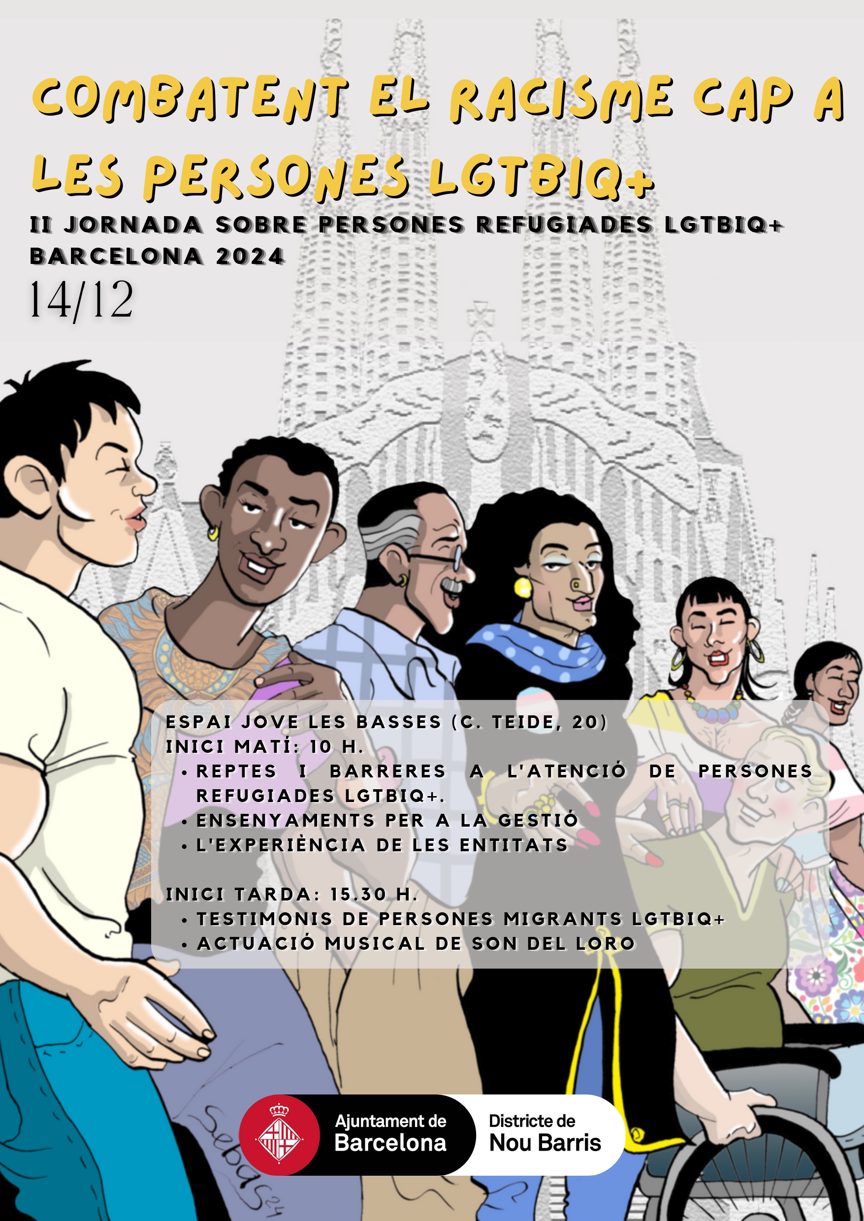 Cartell de la Jornada "Combatent el racisme cap a les persones LGTBIQ+"