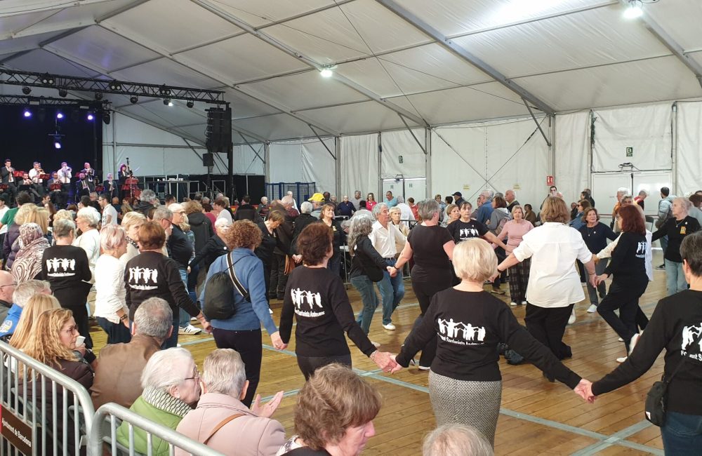 Persones ballant sardanes a la Festa Major del barri de Sant Andreu de Palomar