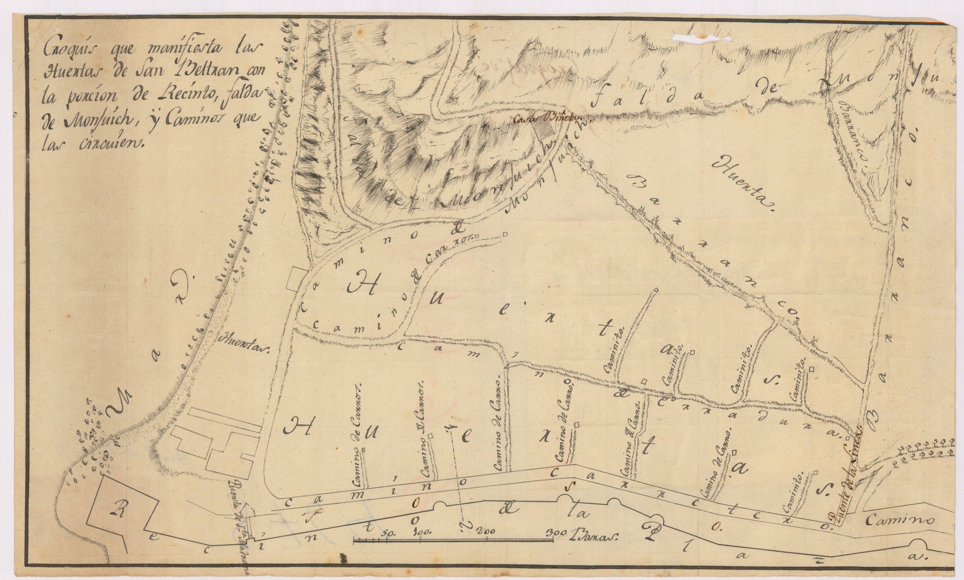 Plànol de 1795 de Les Hortes de Sant Bertran (Poble-sec)