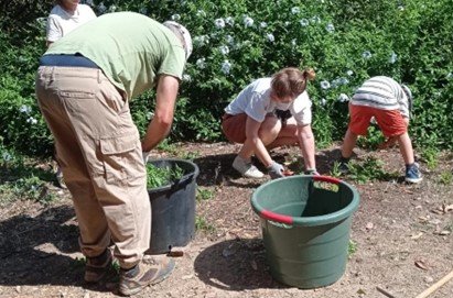 Persones en activitat de voluntariat ambiental a Bosc Turull