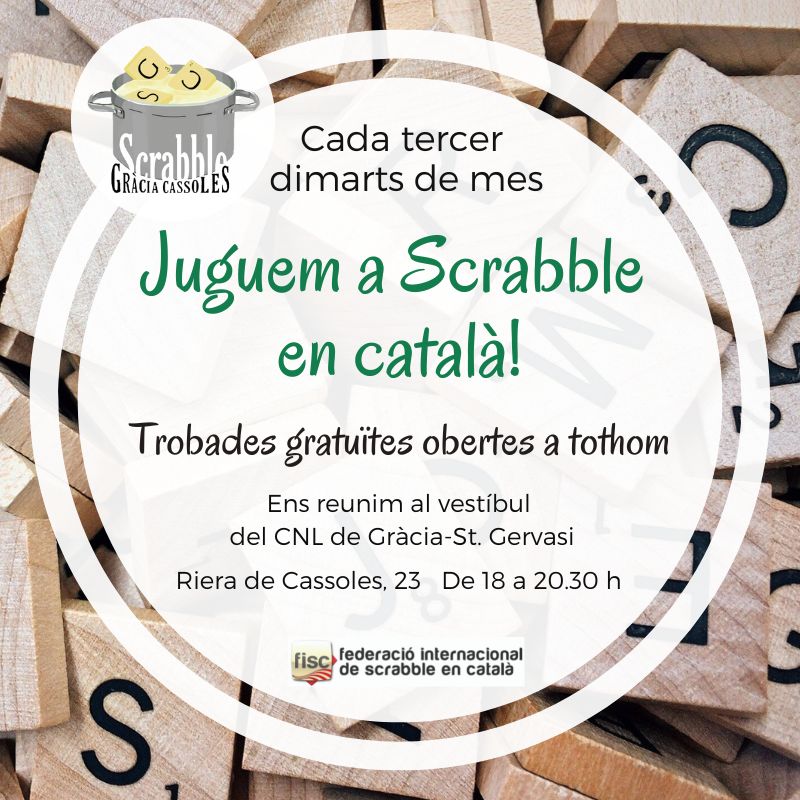 Cartell scrabble a Gràcia 