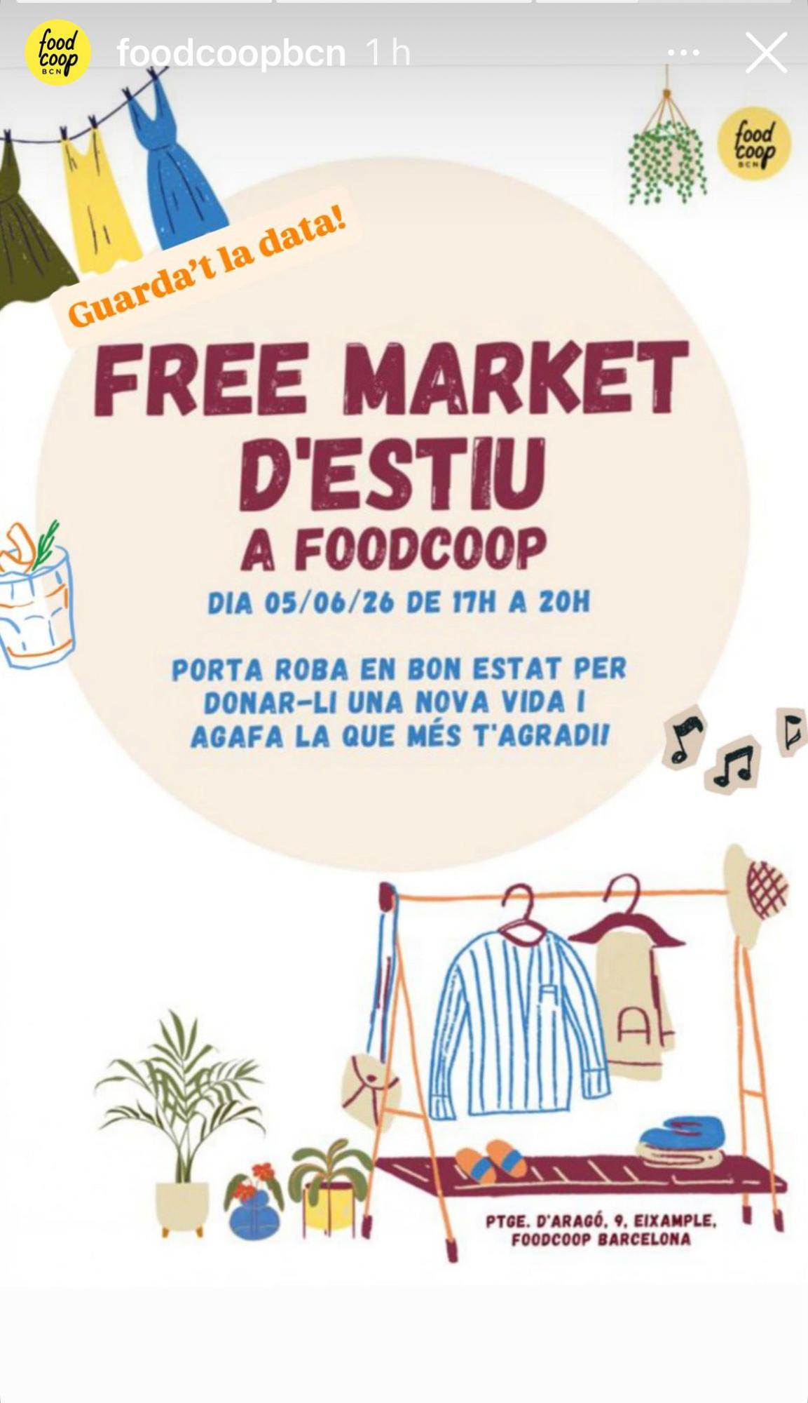 Mercat d'intercanvi al Foodcoop!! Porta roba en bon estat per donar-li una nova vida i agafa la que més t'agradi !!