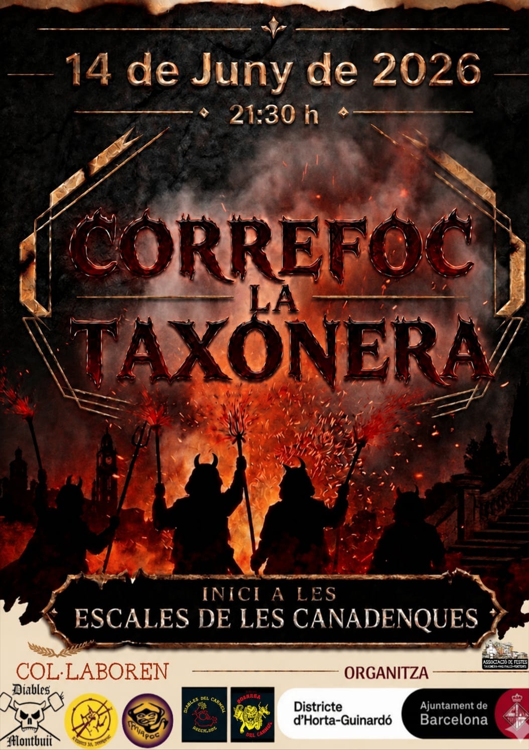 Correfoc PER ALS VEÏNS I COMERCIANTS Retireu tots els vehicles dels carrers de l’itinerari Abaixeu els portals metàl·lics o les persianes dels edificis que en tinguin Protegiu els vidres de les finestres, les portes i els aparadors amb cartons gruixuts Enrotlleu tots els tendals exteriors dels habitatges i dels locals No tireu aigua als participants ni als espectadors del correfoc Retireu de la via pública qualsevol objecte que pugui dificultar el pas dels diables, organitzadors i participants del correfoc.