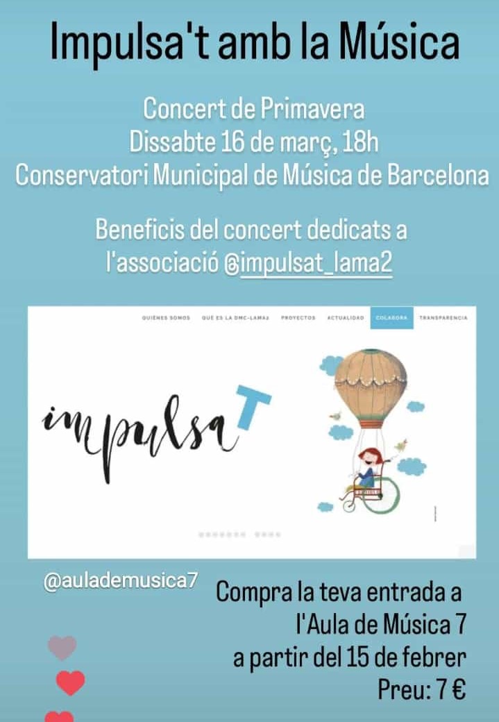 Concert solidari per a l'Associació Impulsa't dedicada a l'ajuda dels infants malalts de dèficit de merosina. 