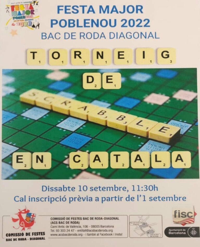 cartell del torneig de scrabble en català del Poblenou 