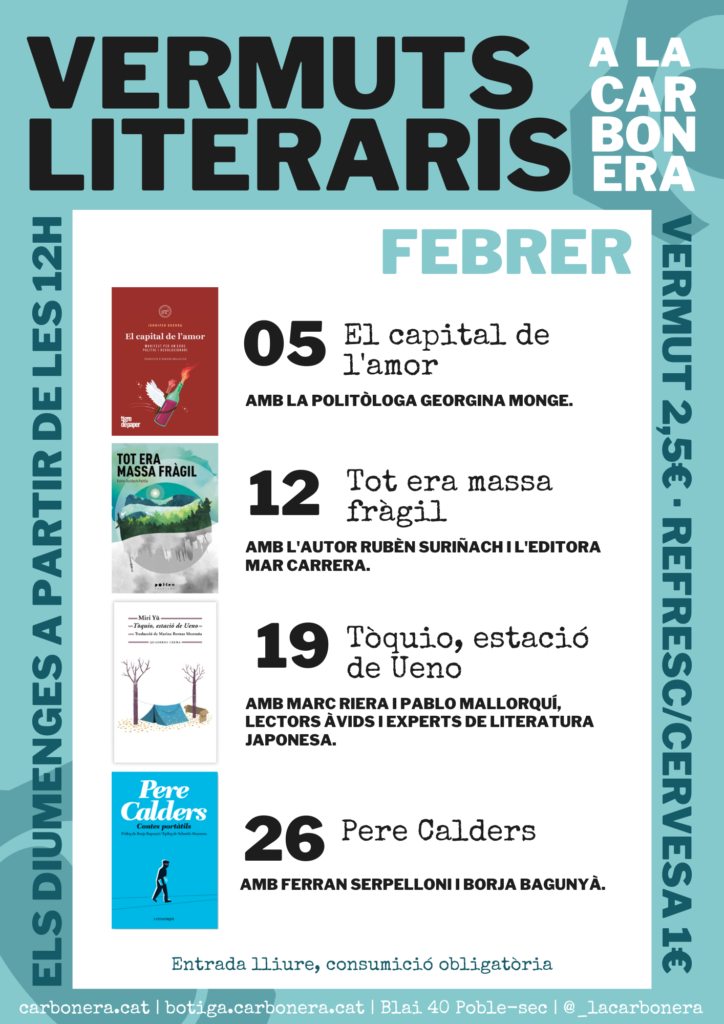 Cartell dels vermut literaris a la llibreria La Carbonera