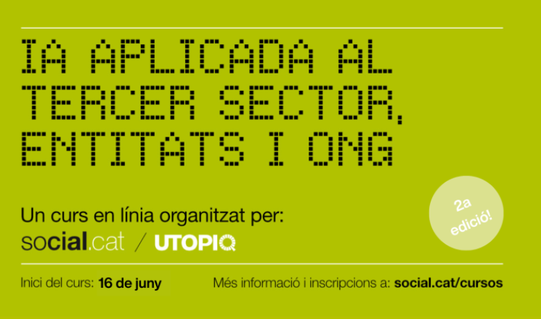 La imatge representa el cartell del curs 'IA aplicada al tercer sector'