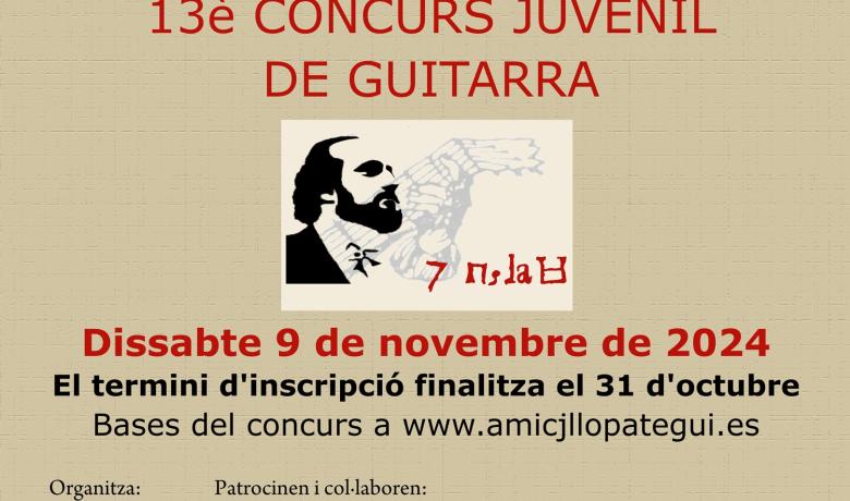 Les bases completes i el formulari d'inscripció es troben en www.amicjllopategui.es