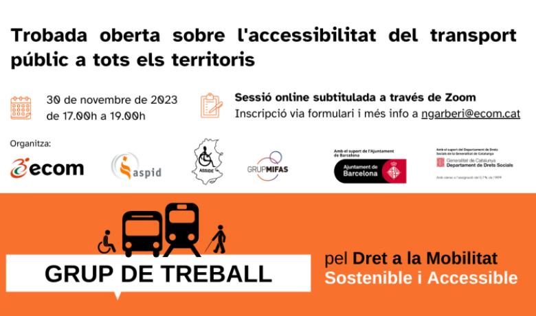 Cartell Trobada oberta sobre l'accessibilitat del transport públic a Catalunya