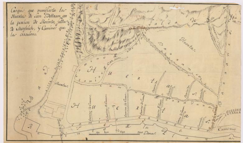 Plànol de 1795 de Les Hortes de Sant Bertran (Poble-sec)