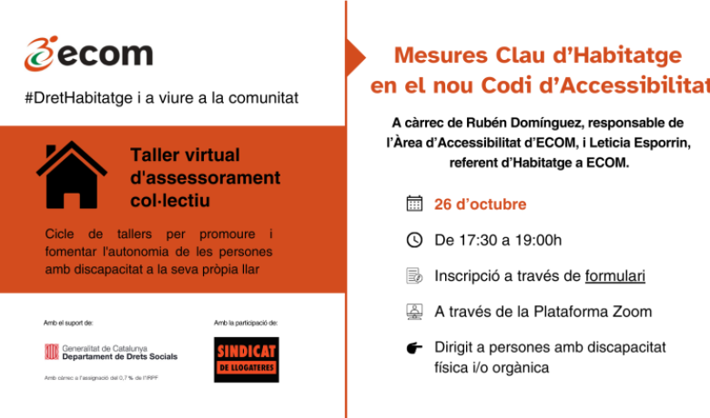 Cartell informatiu del webinar "Mesures clau d'habitatge en el nou codi d'accessibilitat" 