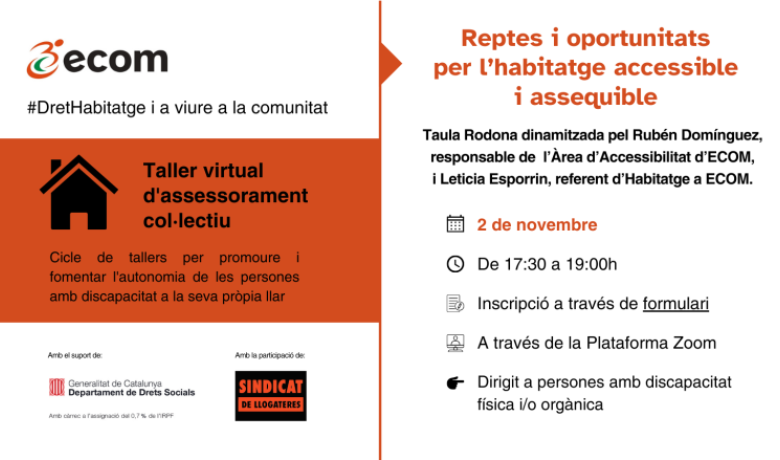 Cartell informatiu del webinar "Reptes i oportunitats per l’habitatge accessible i assequible"