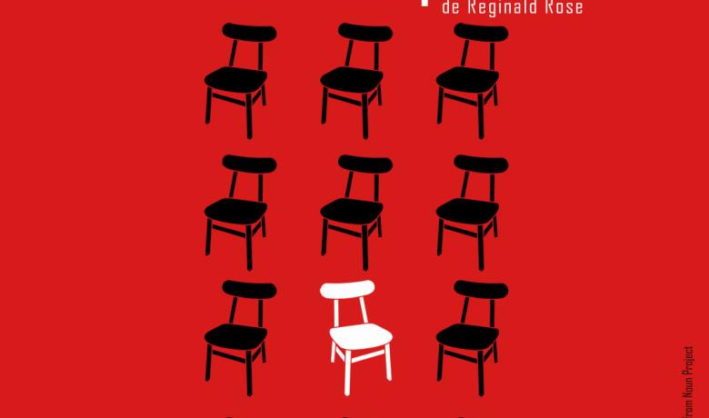 cartell 12 sense pietat. Onze cadires negres i una, blanca.