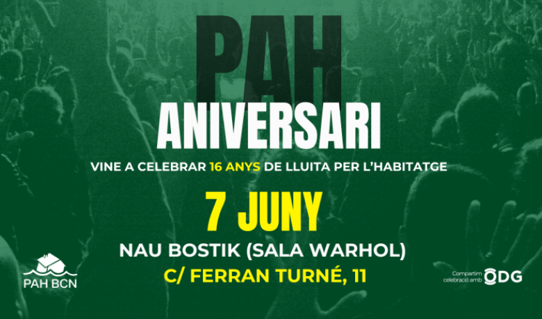 Cartell promocional amb data, hora i lloc de la festa